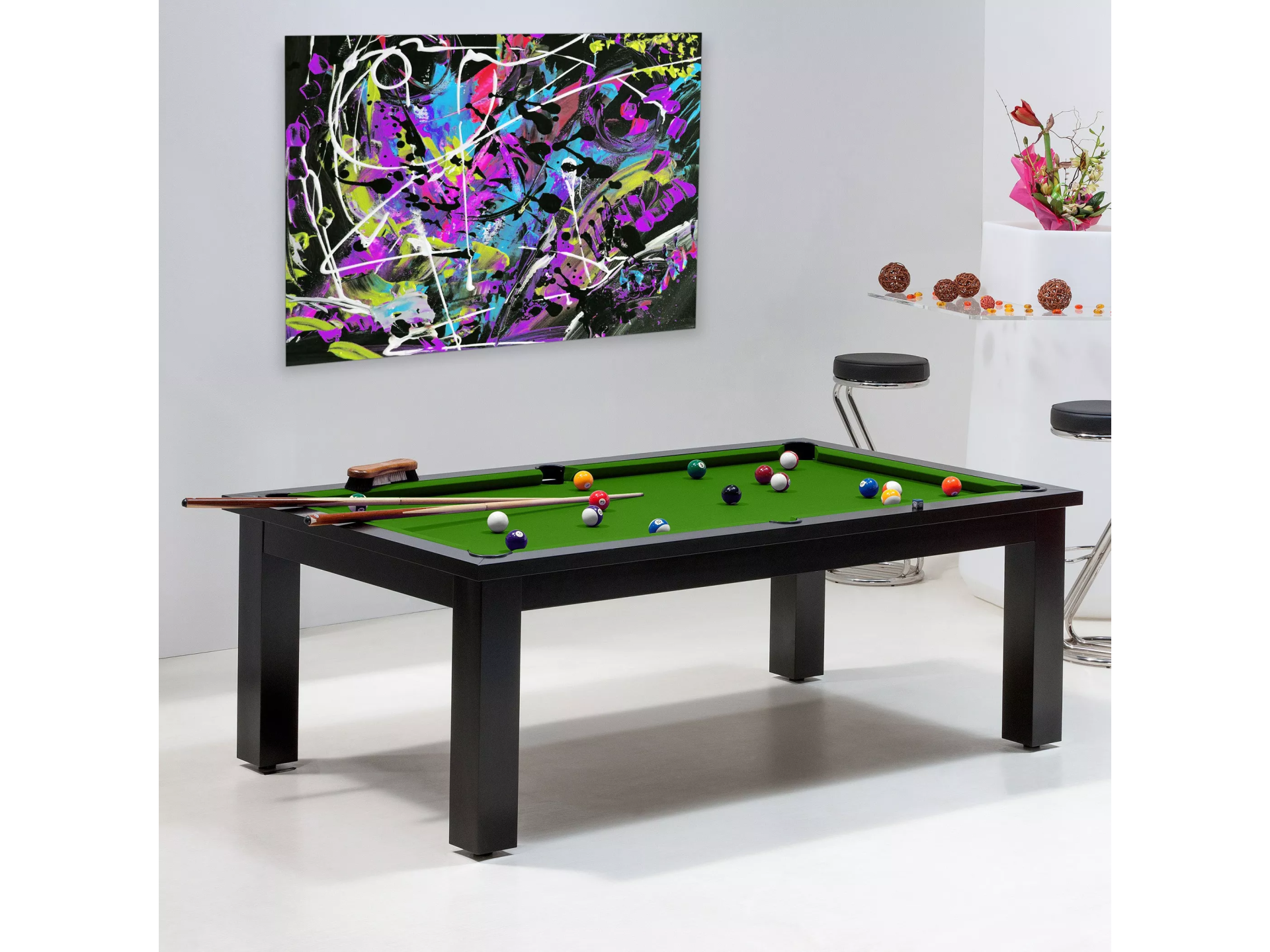 Achat billard pool - Table convertible avec tapis billard vert pool