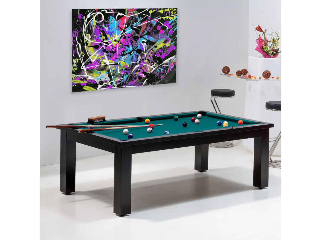 Achat billard pas cher - Table avec tapis vert bleu