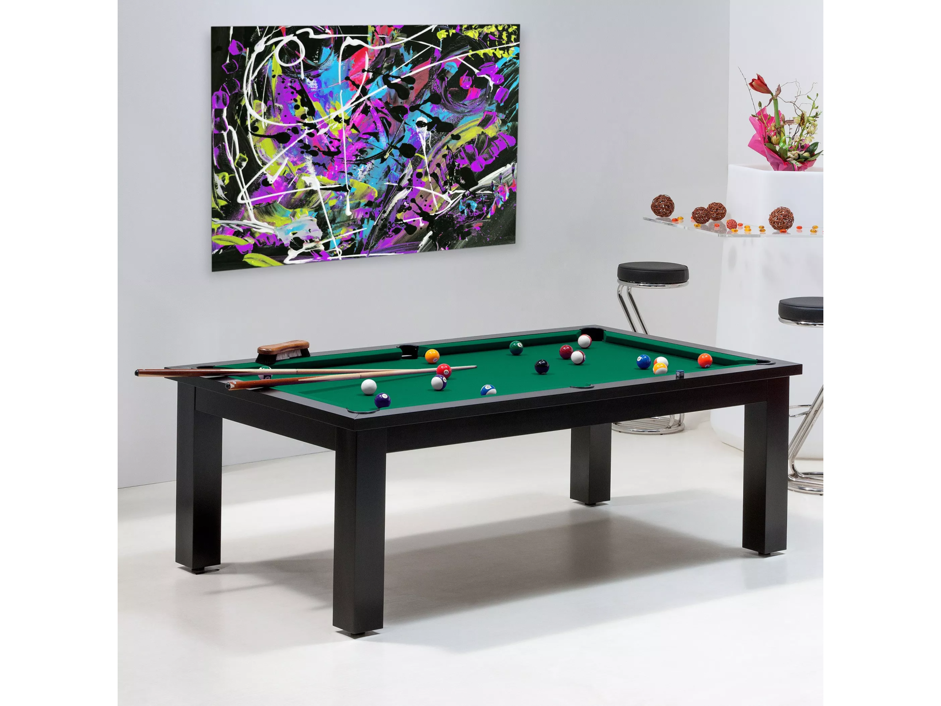 Billard achat - Table billard transformable, couleur vert jaune
