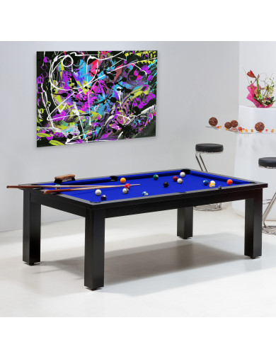 Billard pool - Table de billard convertible, bleu pool