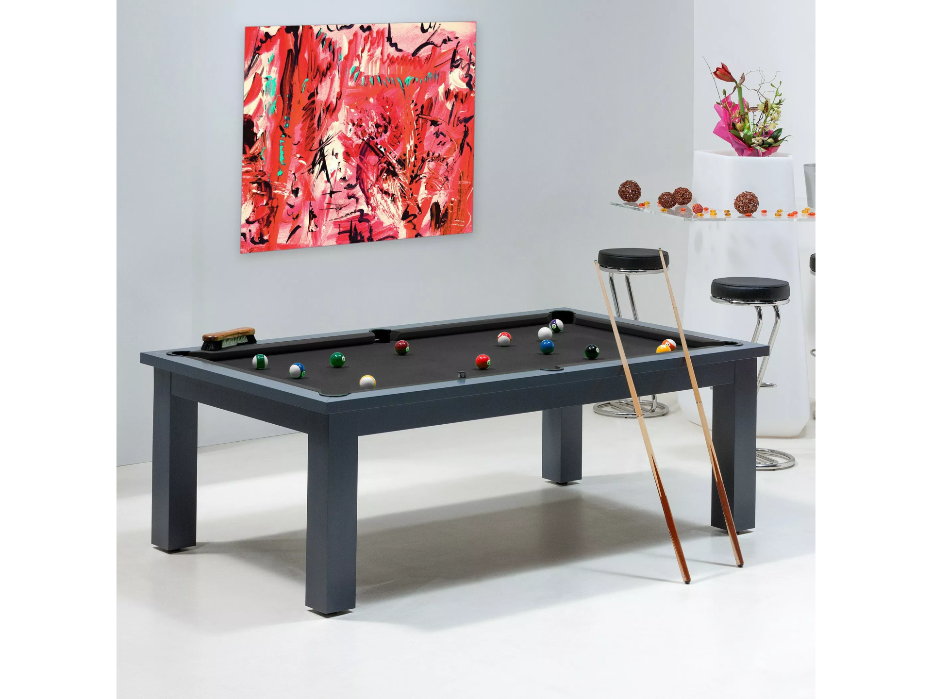 billard noir - table de billard transformable avec tapis noir