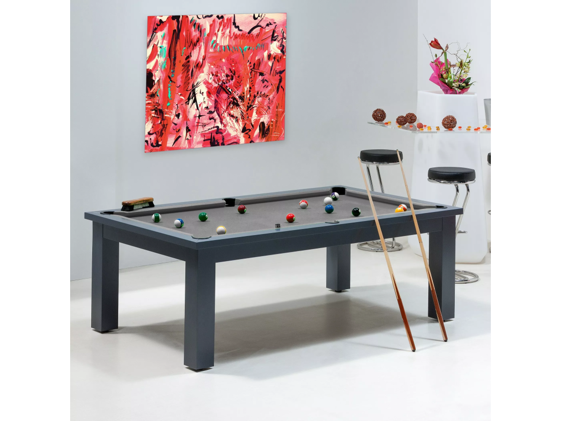 Table de billard convertible - table et drap de billard gris