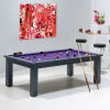 Billard convertible - Billard laque gris et tapis violet