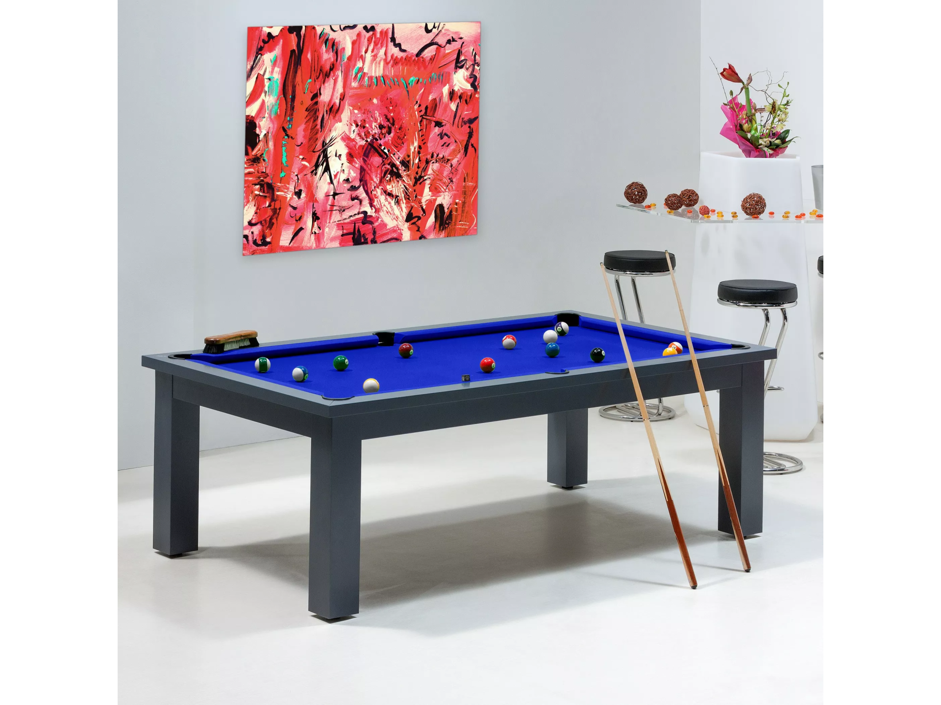 Table de billard convertible : drap de billard bleu pool