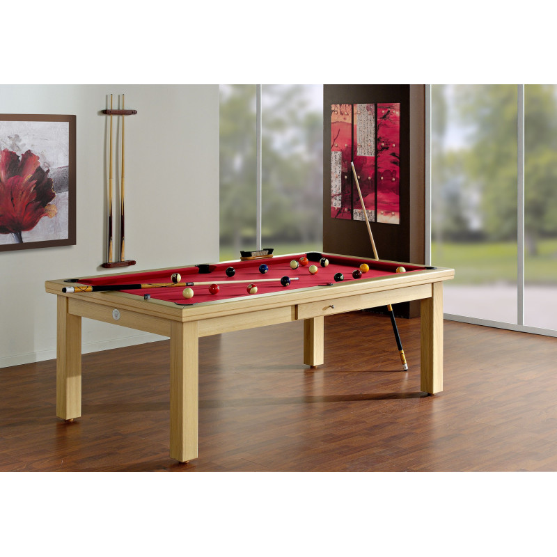 TABLE BILLARD CONVERTIBLE EN TABLE A MANGER BLANC 7 FT