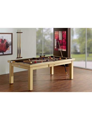 Table a manger billard, avec tapis de billard couleur chocolat