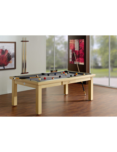 Table billard, convertible en table avec tapis gris