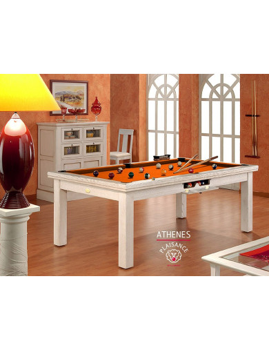 Table billard convertible, avec tapis orange