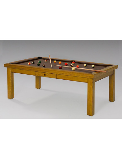 Billard convertible, tapis Simonis chocolat (marron)