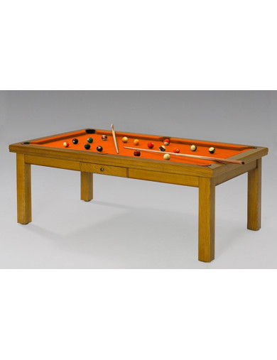 Table de billard convertible, tapis design orange