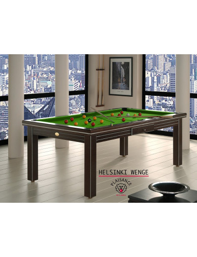 Billard pool table, bois noir et tapis de jeu vert pool