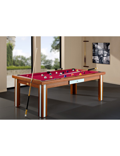 Table et billard a la fois, avec la table Milan rouge convertible