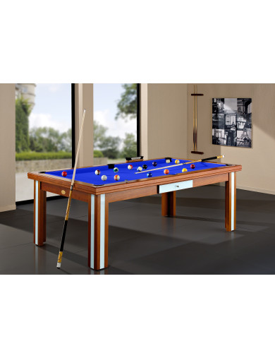 Table a manger billard design, table haut de gamme avec tapis bleu royal