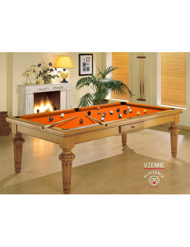 Billard table a manger, tapis orange design