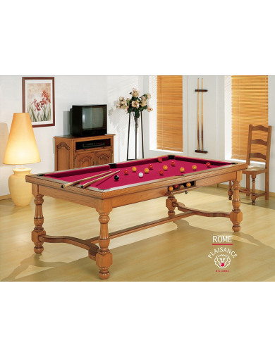 Table de billard et table a manger, tapis Simonis rouge : couleur énergétique et dynamisant