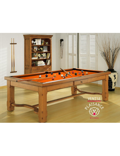 Table billard convertible, drap orange design