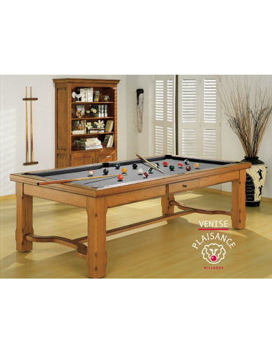 Table billard convertible table a manger : avec tapis gris très classe