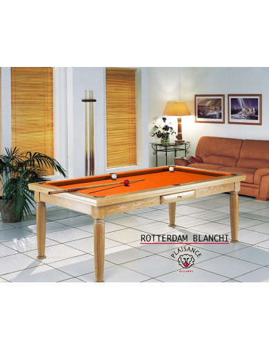 Table a manger billard, et son tapis Simonis orange moderne