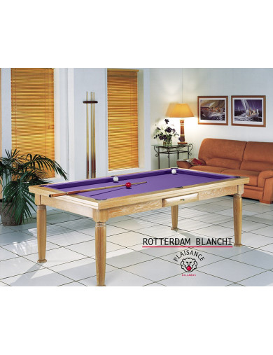 Table salle a manger billard, tapis de jeu violet moderne