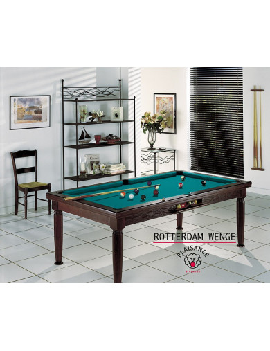 Table de salle a manger transformable en billard (tapis vert bleu)