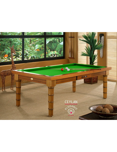 Table de billard convertible table a manger, tapis de jeu vert pomme