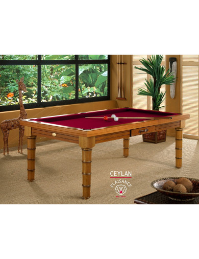 Jouer au billard, de chez vous, avec ce superbe billard table et son tapis bordeaux