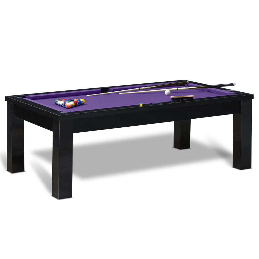 Billard noir et tapis de billard violet