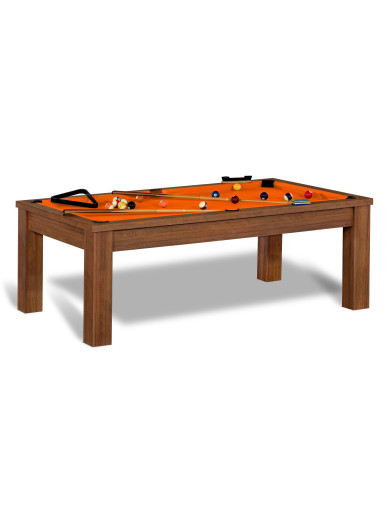 Billard table convertible et tapis de jeu orange