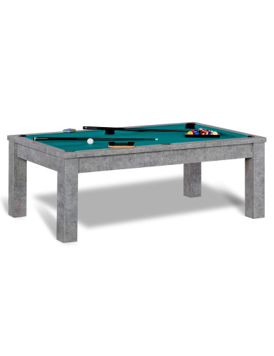 Billard et table (tapis vert bleu)