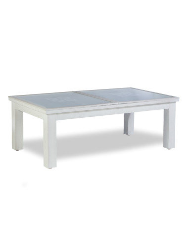 Table billard convertible table a manger, plateau bois et verre