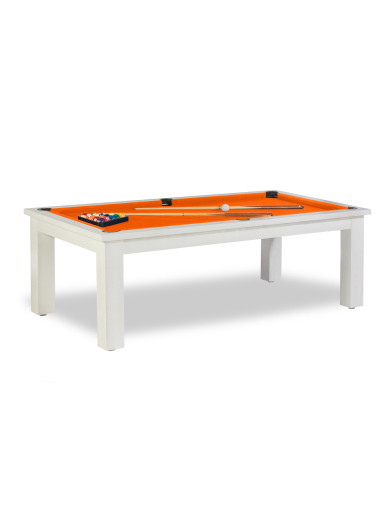 Billard transformable, et tapis de jeu orange soleil