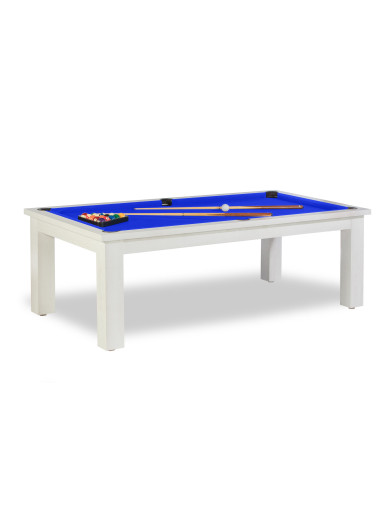 Billard convertible en table, tapis de jeu bleu royal