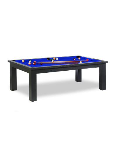 Table billard convertible table a manger : bleu pool pour jeu US, français et 8 pool