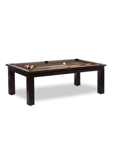 Table transformable en billard, couleur du tapis de jeu chocolat