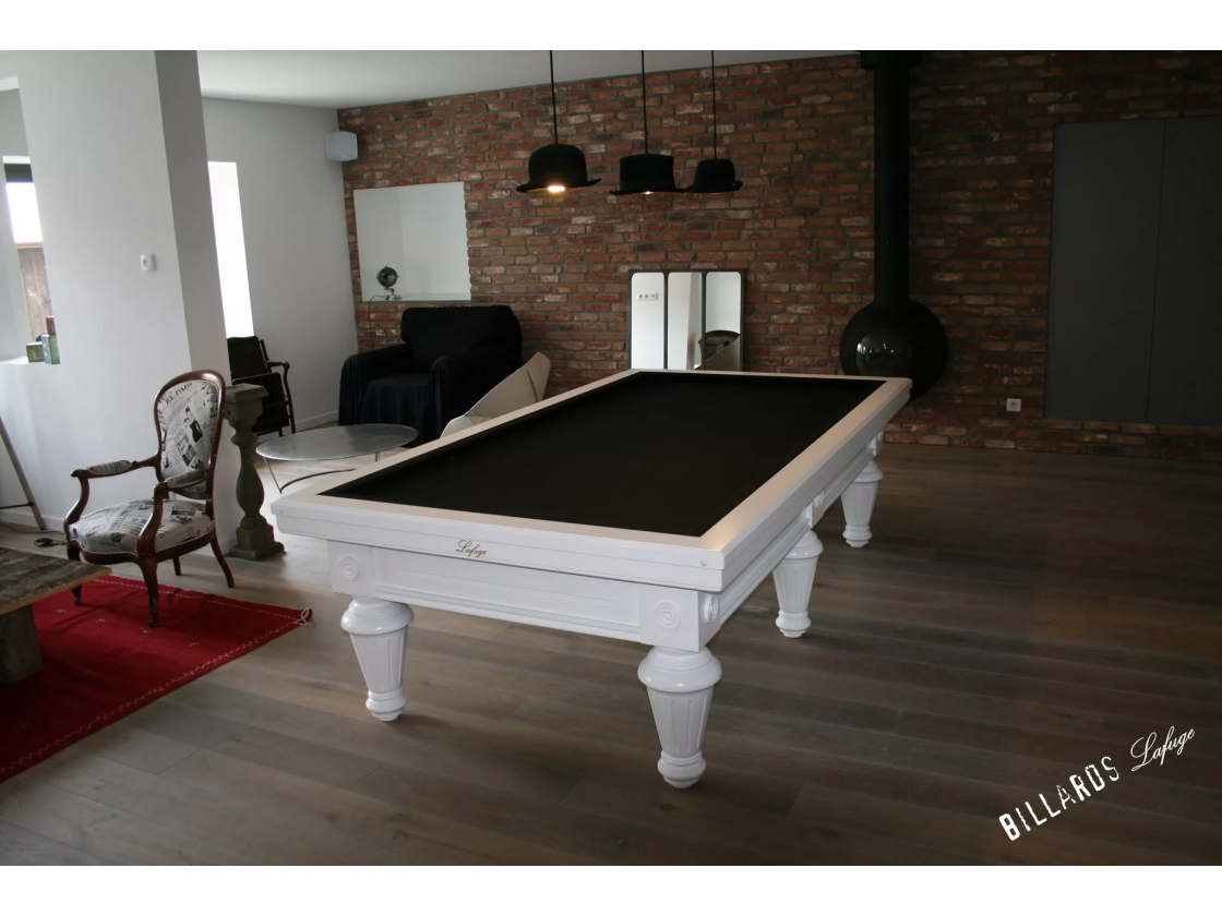 Billard carambole blanc en 2m80 convertible en table