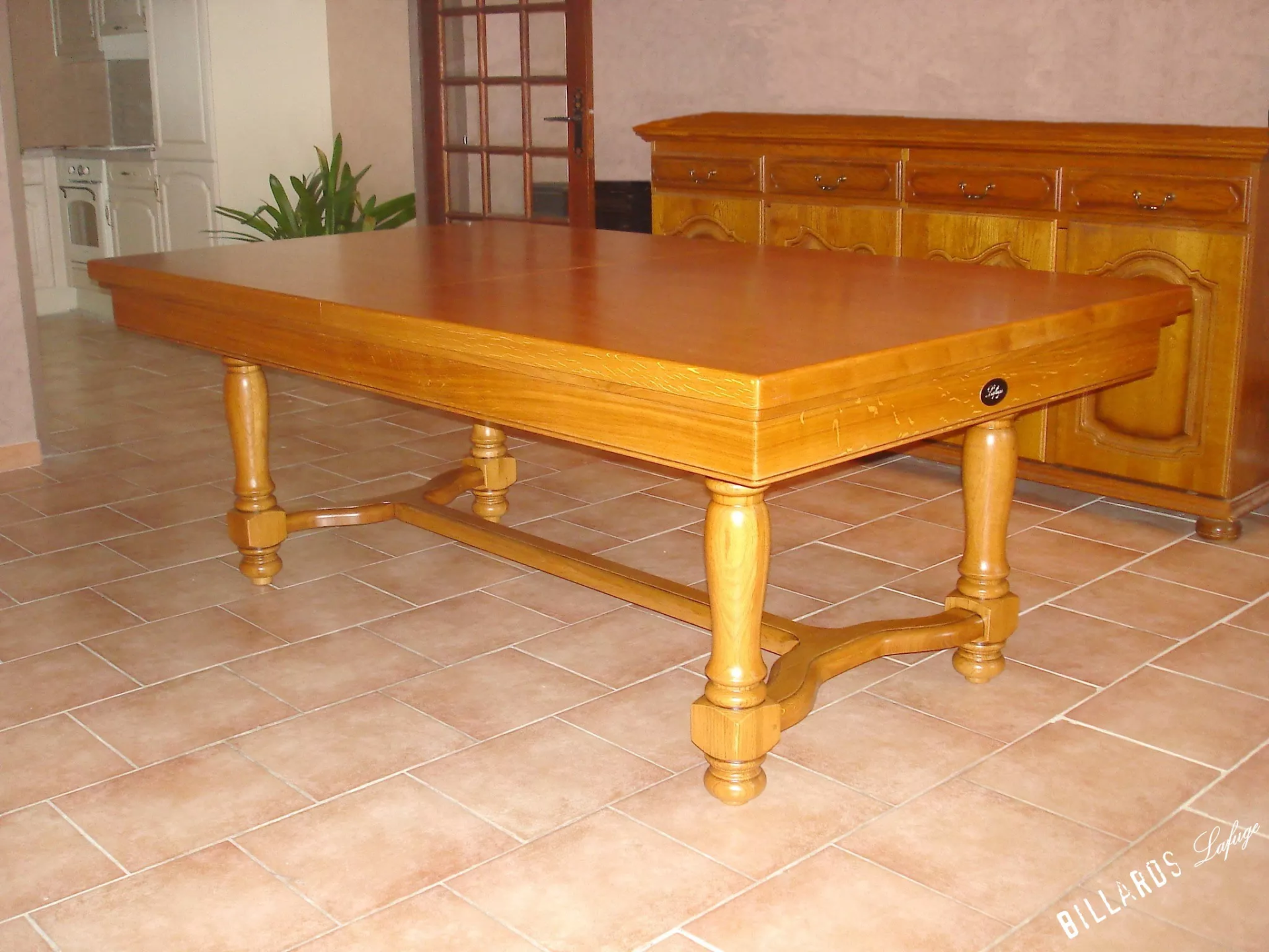 Table manger billard, en chêne doré avec plateau table