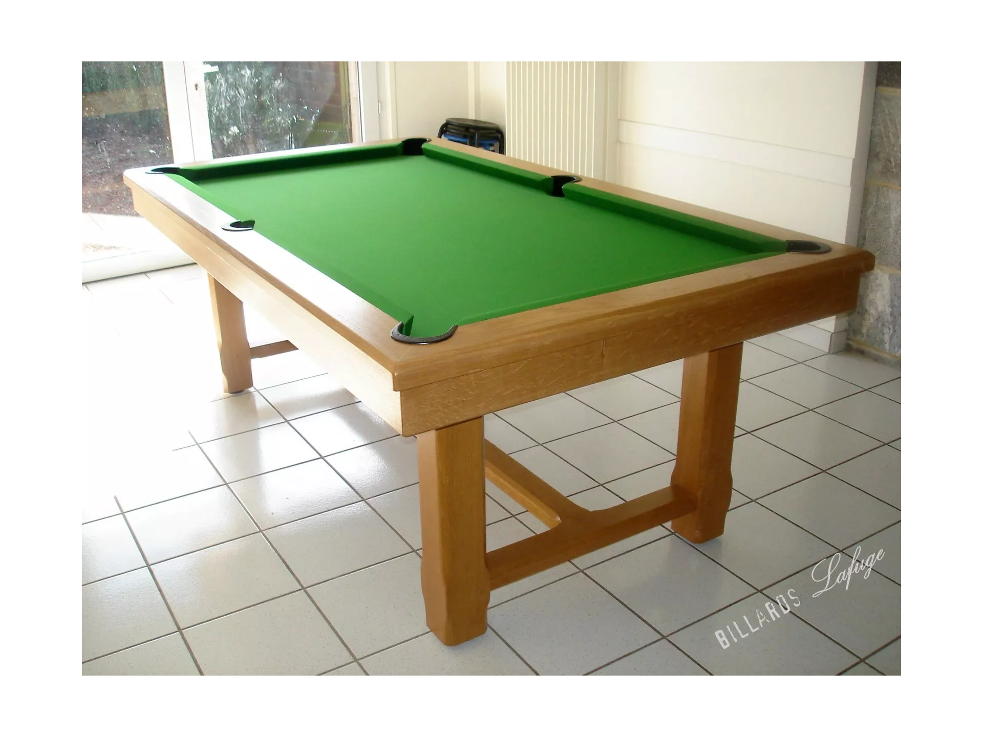 Billard rustique, en chêne naturel et convertible en table