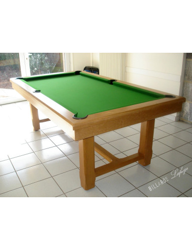 Billard rustique, en chêne naturel et convertible en table