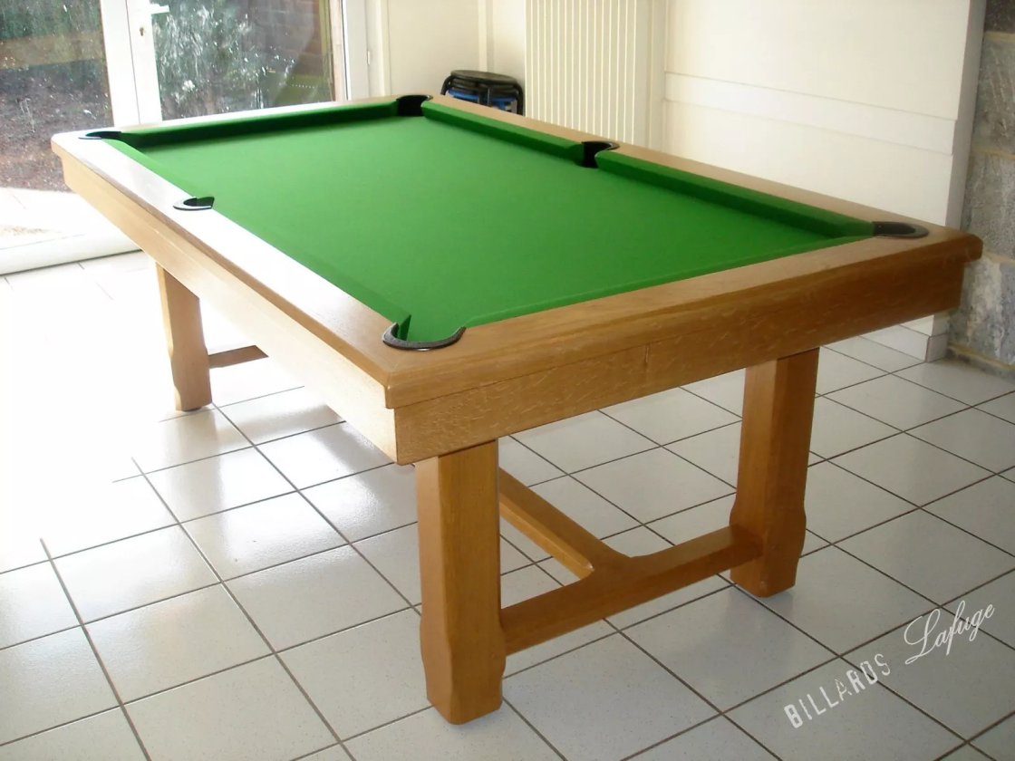 Billard rustique, en chêne naturel et convertible en table