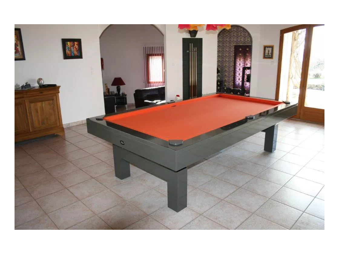 Table billard convertible, avec tapis orange