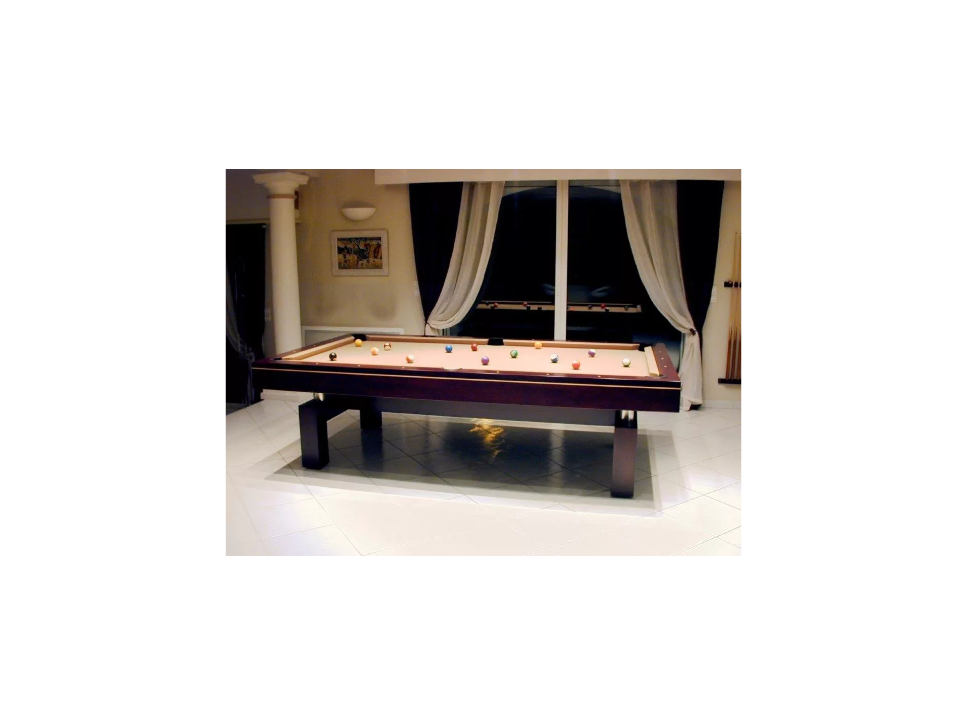 Table de billard americaine, drap couleur chocolat