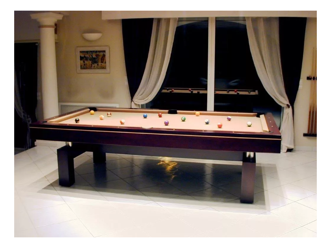 Table de billard americaine, drap couleur chocolat