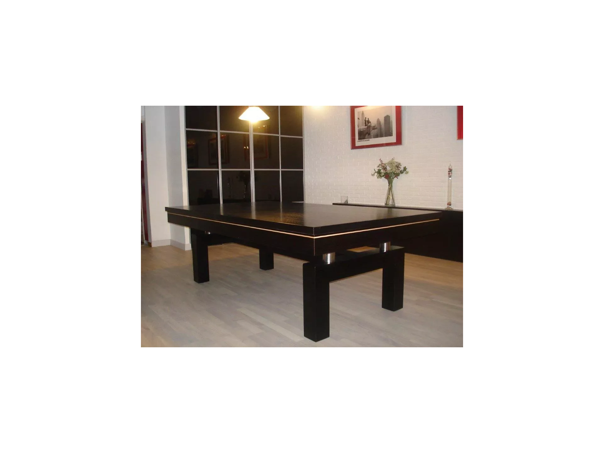 Billard convertible wengé, drap burgundy et plateau