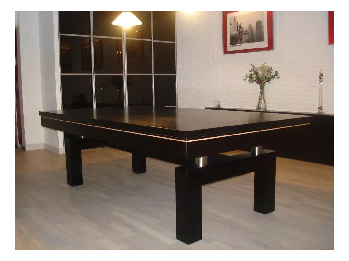 Billard convertible wengé, drap burgundy et plateau