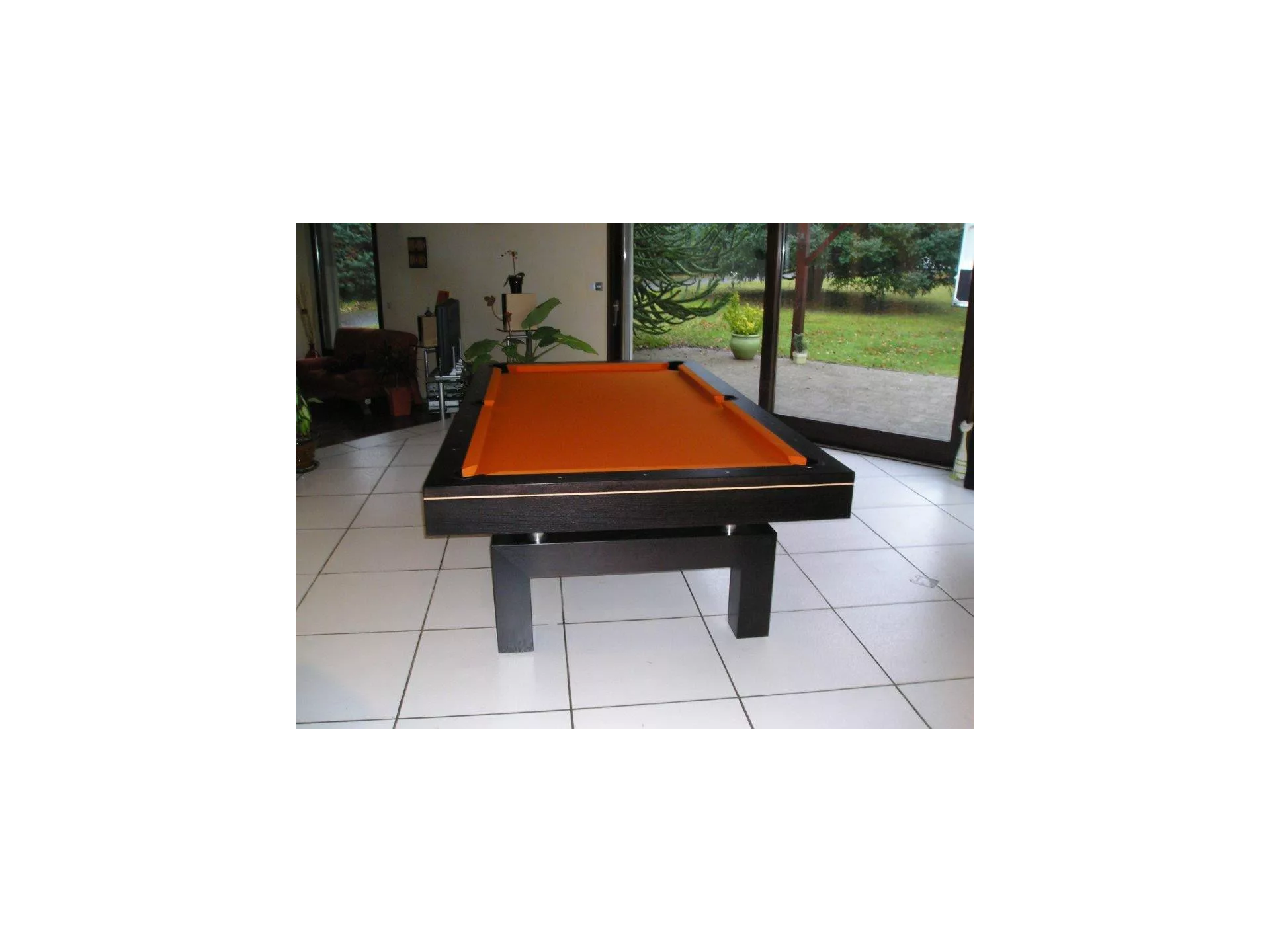 Billard en 2m60, Arcade wengé et drap orange