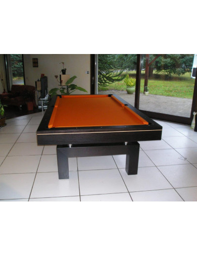 Billard en 2m60, Arcade wengé et drap orange