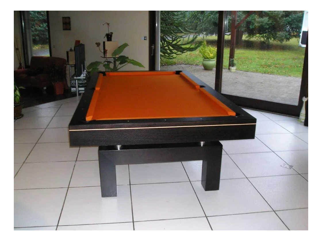 Billard en 2m60, Arcade wengé et drap orange