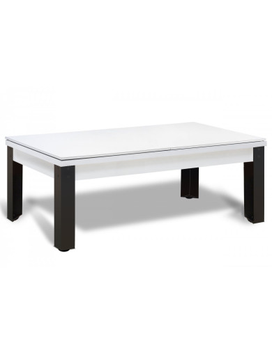 Billard convertible : plateau table bois blanc en 2 parties, modèle Rio