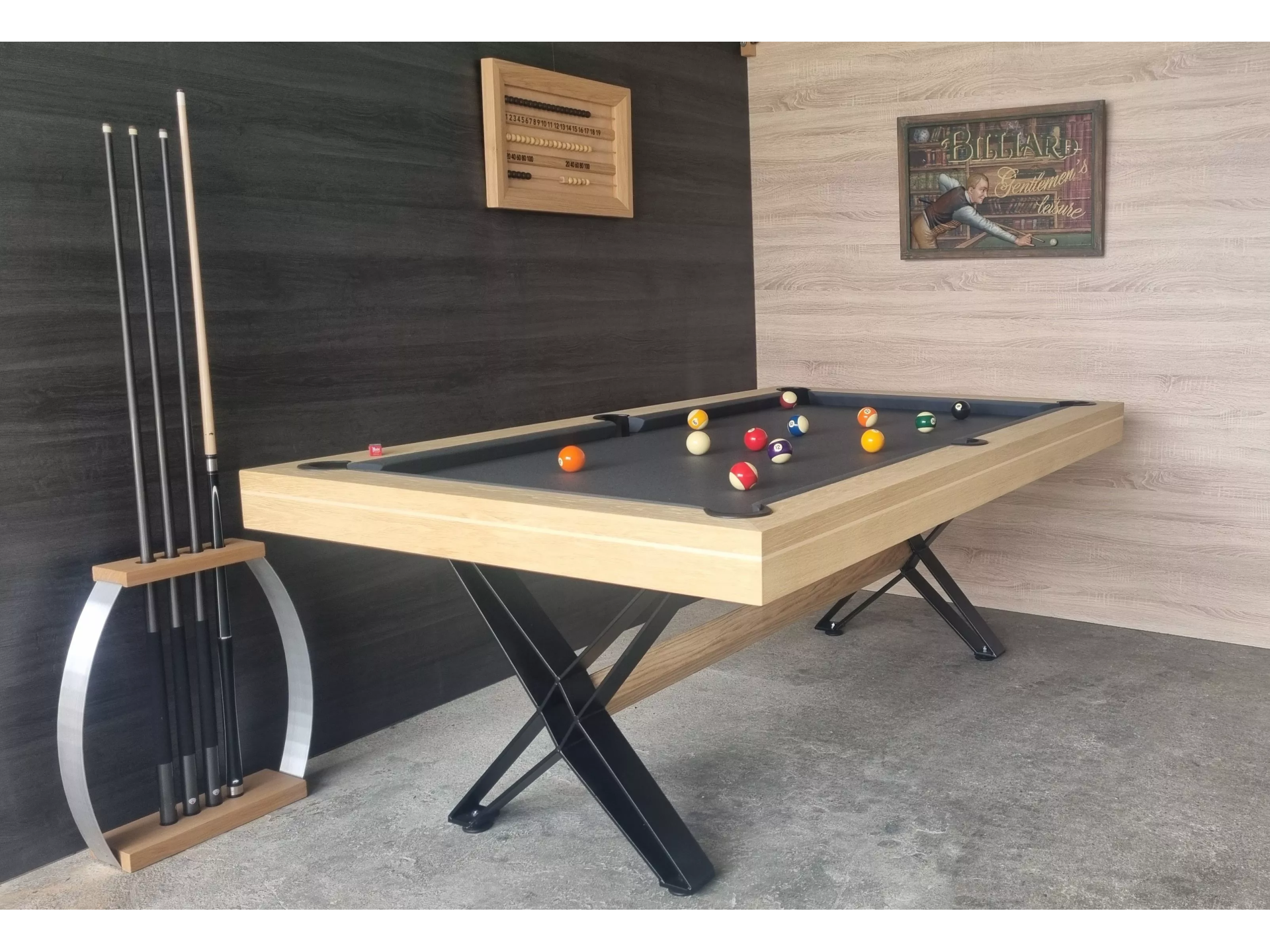 Billard américain convertible en table