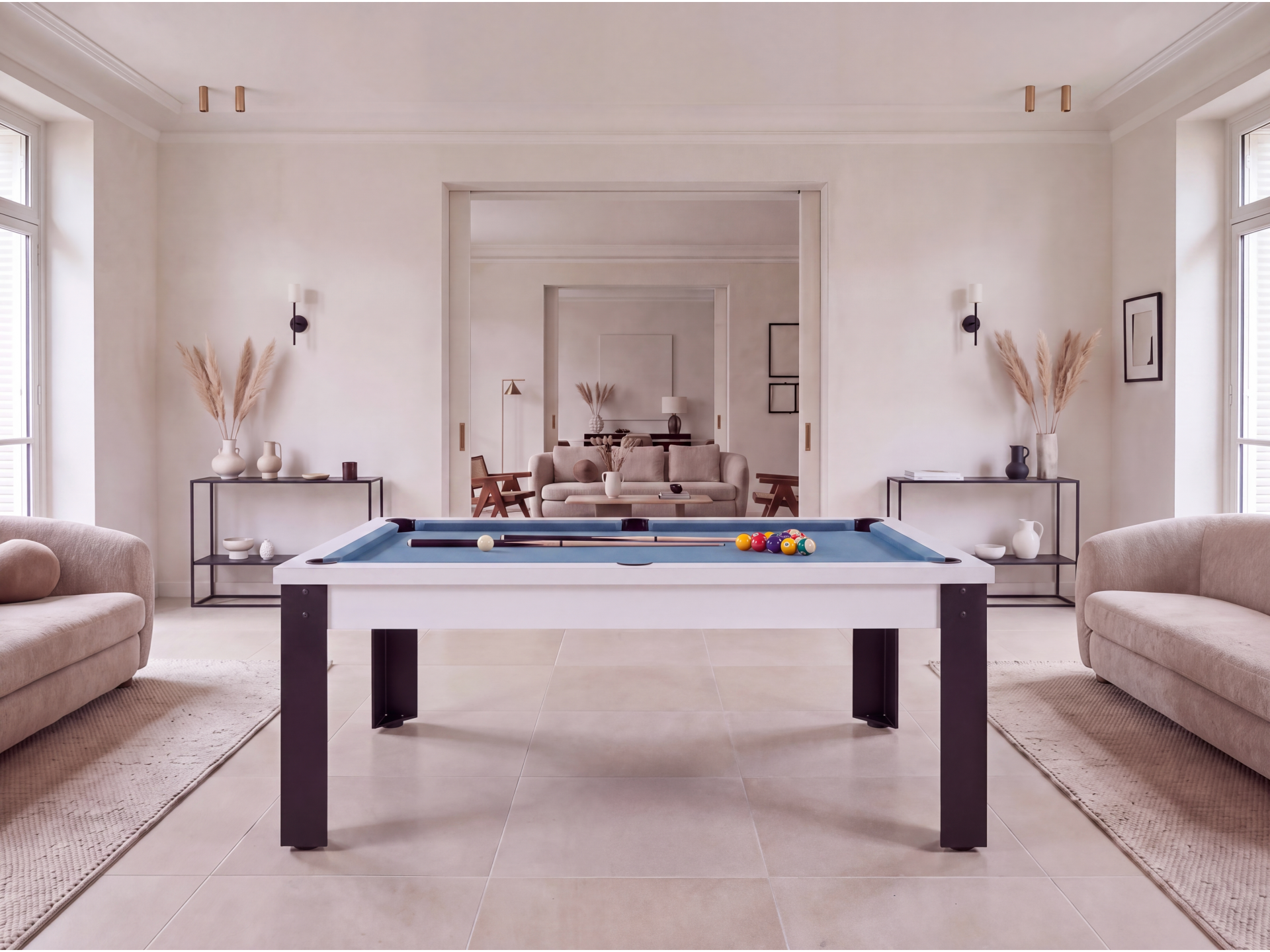 Table billard convertible avec pieds métalliques : Rio